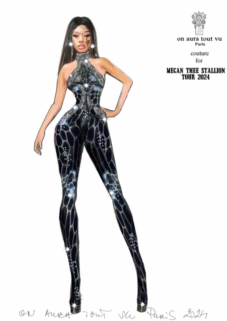 Megan Thee Stallion x On Aura Tout Vu sketches custom made